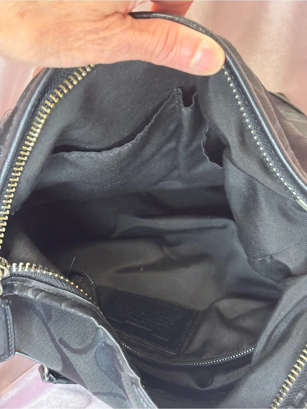 Coach Black Signature Hobo with Tassel Detail